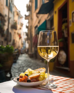 Exploring the charming streets of Rome with a glass of wine in hand