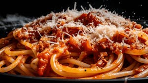 Aromatic Pasta all'amatriciana served in the historic and vibrant district of San Giovanni in Rome