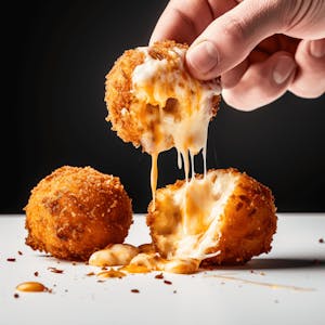 Arancini balls served with a complementing glass of wine