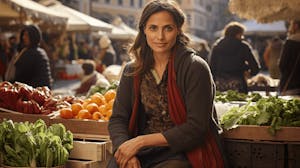 The bustling Campo de' Fiori market square in Rome