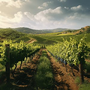 Cesanese grapes on the vine in a Lazio vineyard