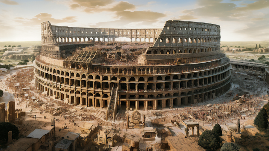 The construction of the Colosseum in Rome