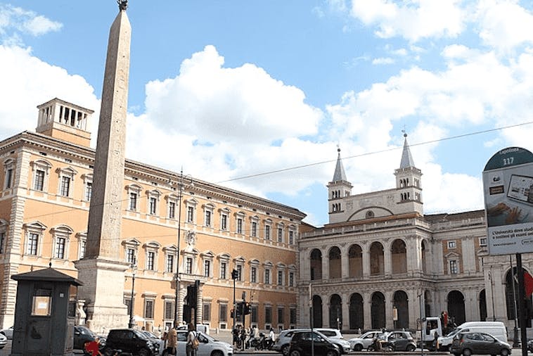 Elegant façade of the Lateranense Palace in Rome