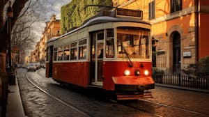 Cobblestone streets and colorful buildings of Trastevere, Rome