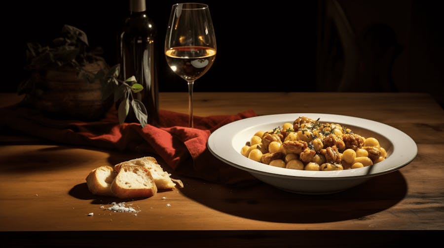 Delicious Gnocchi dish with a complementary wine