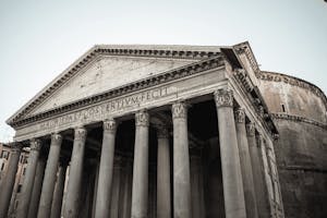 The ancient Pantheon in Rome, with its famous oculus and dome