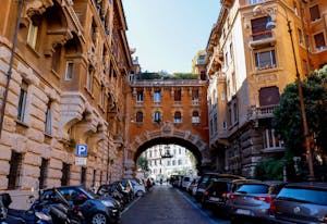 Fairy-tale like architecture of Quartiere Coppedè in Rome