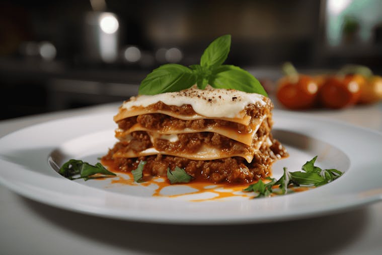 Delicious lasagna served in a traditional Trastevere restaurant